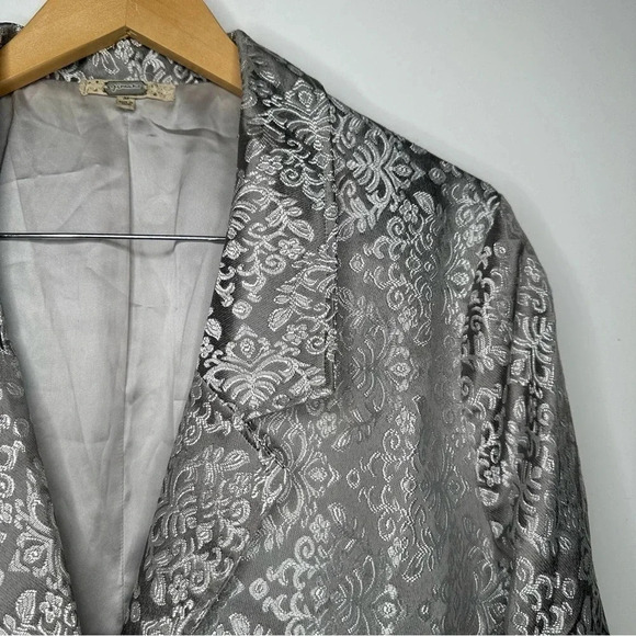 Gimmicks Buckle Silver Embroidered Damask One Button Blazer Size Large - Picture 4 of 10